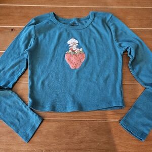 Strawberry Shortcake LS Crop Baby Tee Size Small